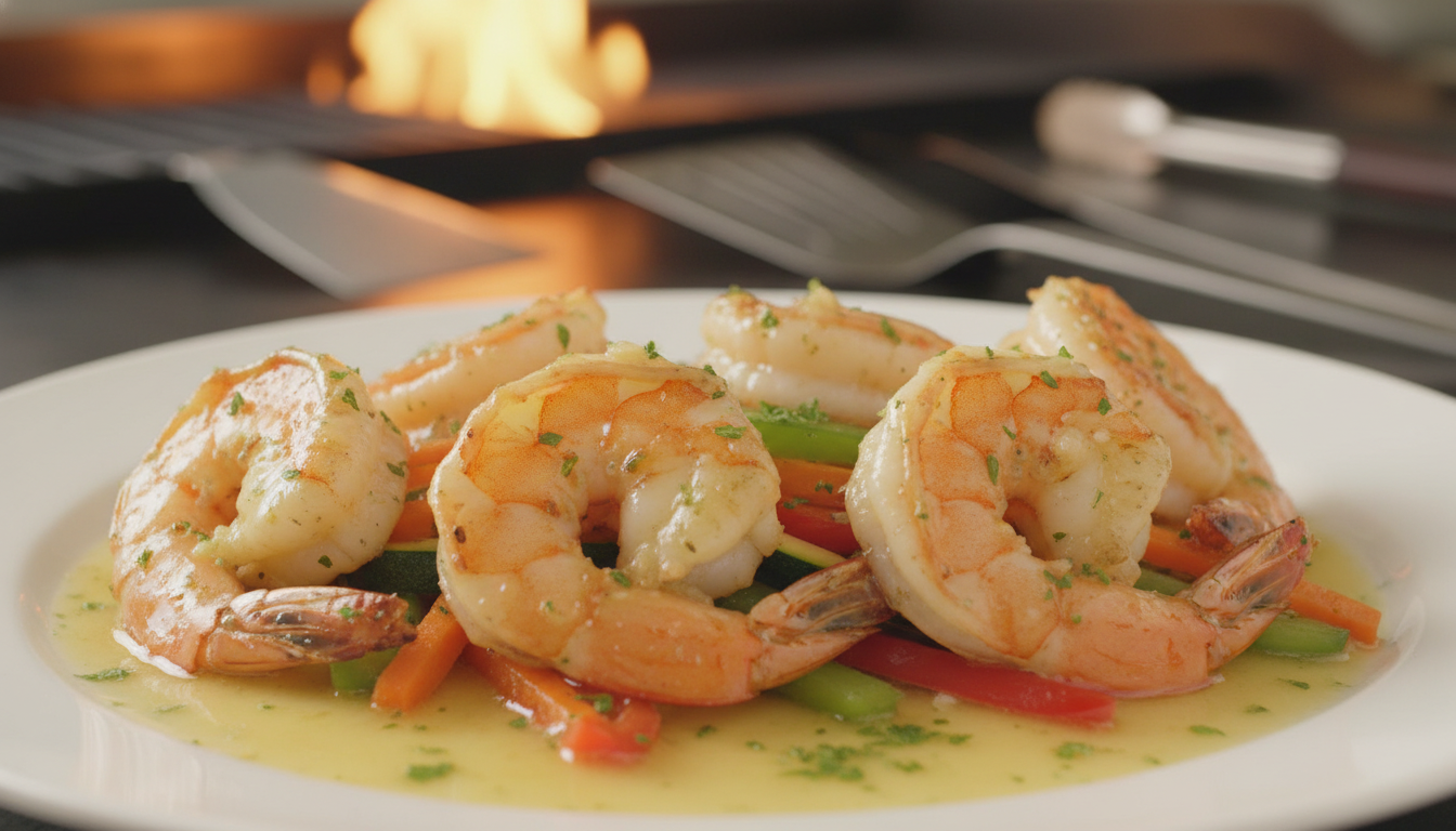Hibachi Jumbo Shrimp grilled to perfection with lemon and garlic butter.