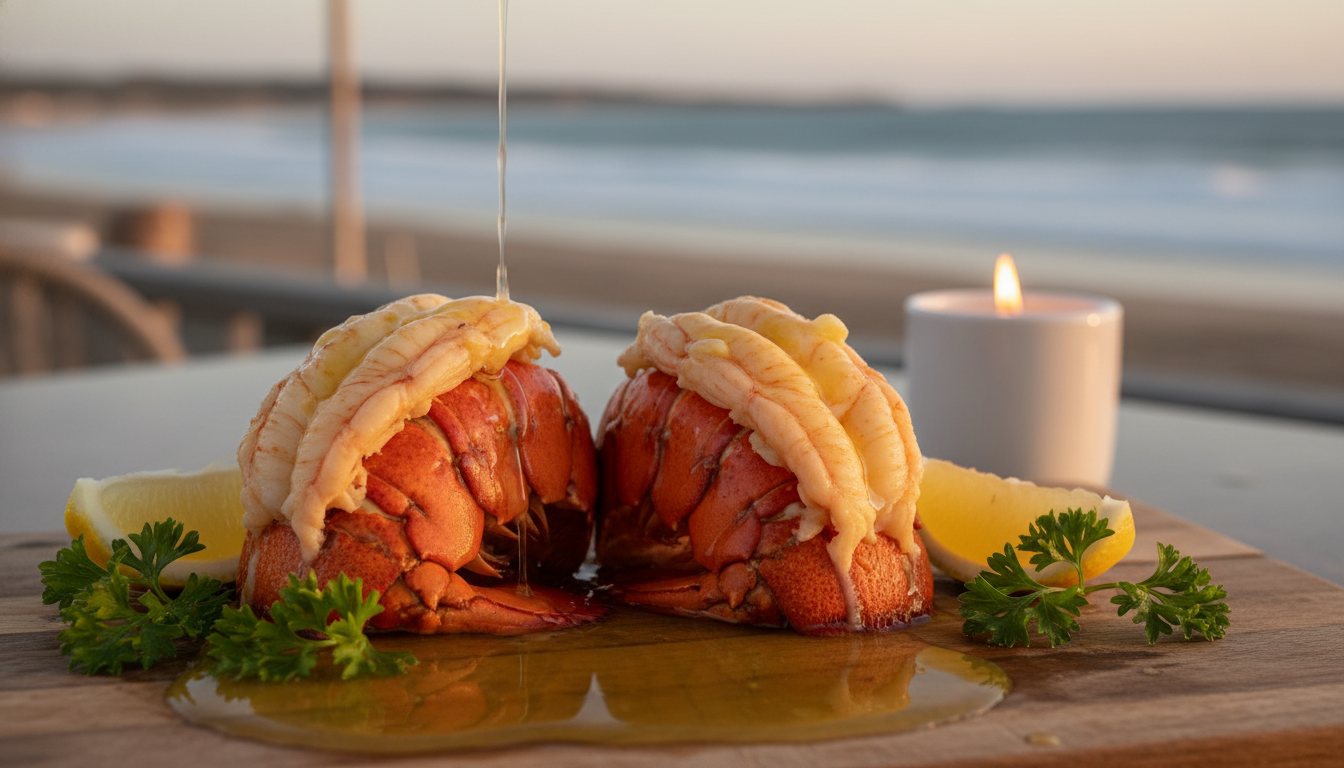 Mouth-watering Maine Lobster Tails cooked in butter and lemon juice.