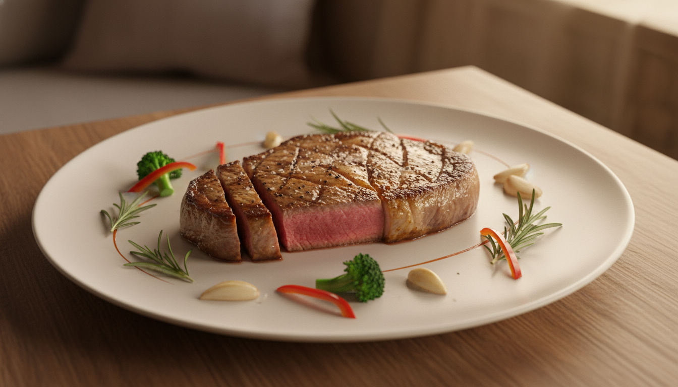 New York steak, lightly seasoned and served Fujioka style.